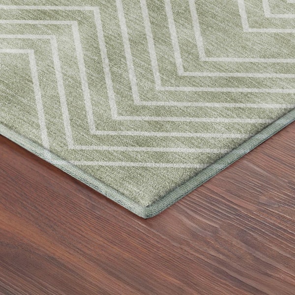 Mayfield Premium Machine Washable Abstract AMF2390 Celery 8 ft. x 8 ft. Round Rug