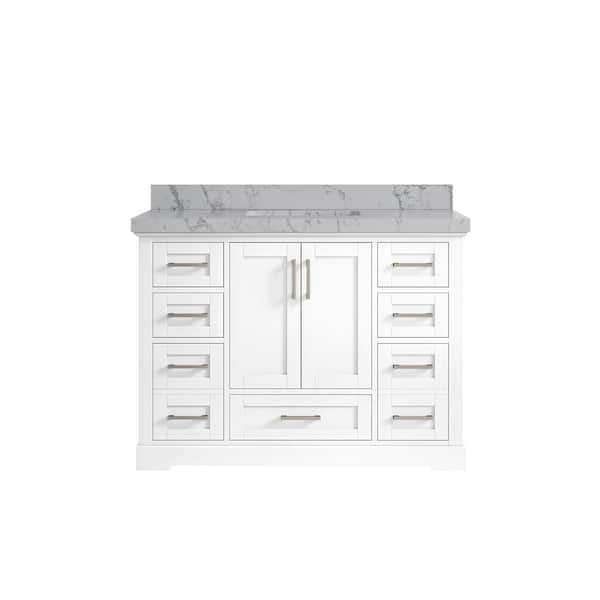Willow Collections Boston 48 in. W x 22 in. D x 36 in. H Single Sink Bath Vanity in White with 2 in. Venatino Quartz Top
