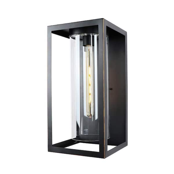Unbranded Hailey Black Dusk to Dawn Indoor Hardwired Lantern Sconce