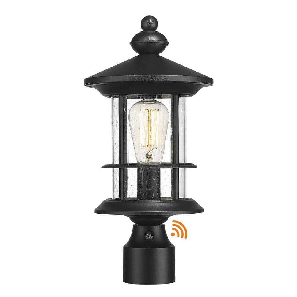 JAZAVA 1-Light Black Aluminum Dusk to Dawn Hardwired Outdoor Weather ...