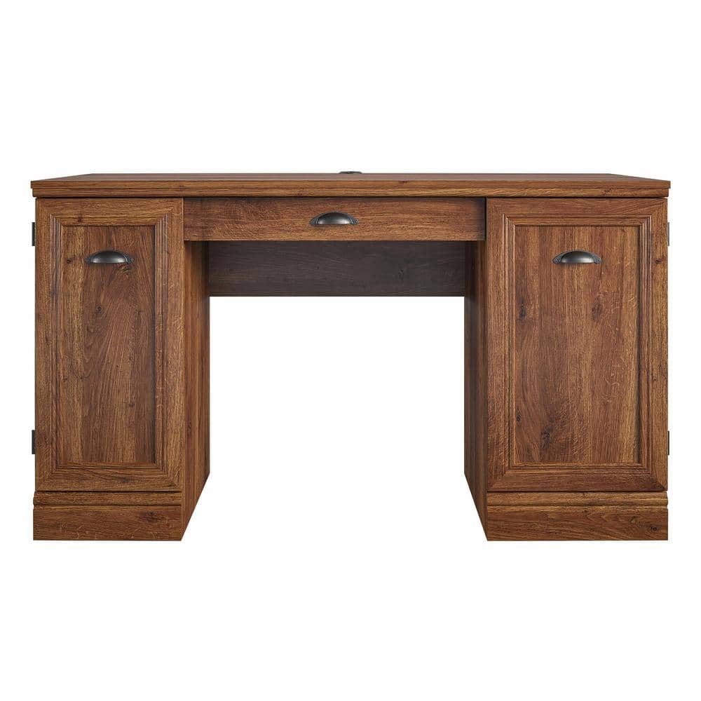 Vearo 53.6 in. Cherry Oak Double Pedestal Desk