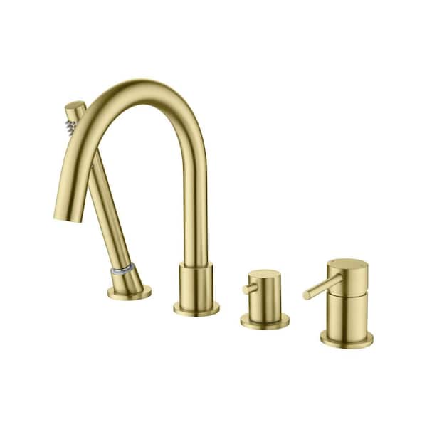 Circular 1 Handle 1-Spray Tub and Shower Faucet 2.5 GPM in Brushed Gold Valve Not Included