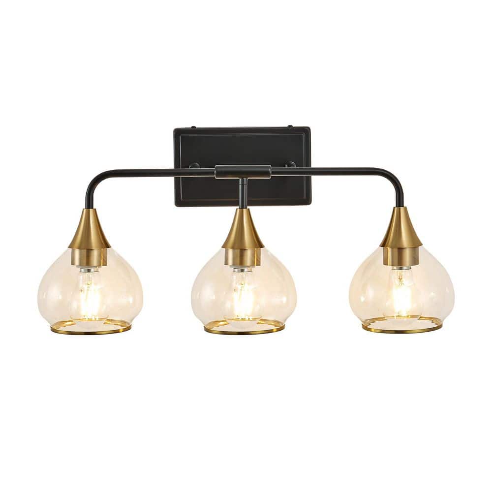 Modern 23 in. 3-Light Gold Vanity Light Wall Sconce with Clear Glass Shades price history on PriceWatchPro