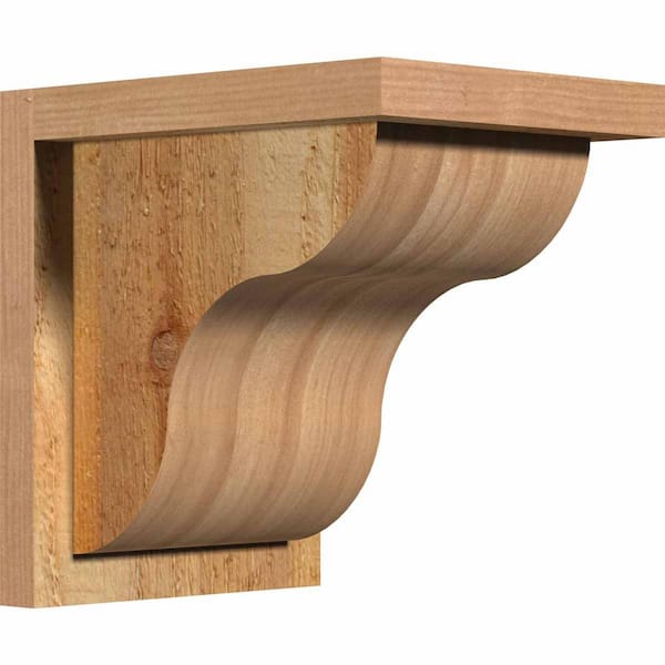 Ekena Millwork 8 in. x 10 in. x 10 in. Western Red Cedar Carmel Rough Sawn Corbel with Backplate
