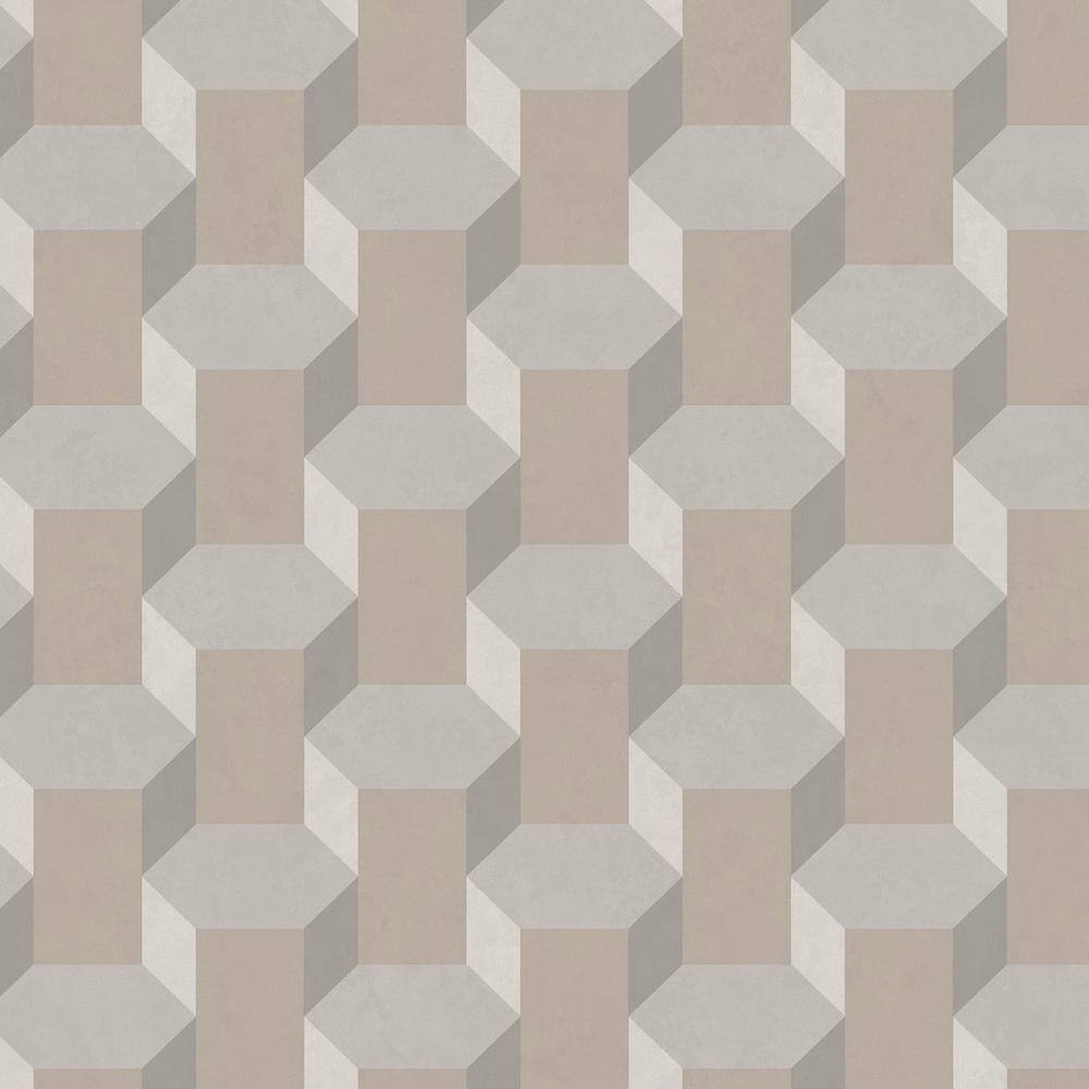 Vintage Geometrics Neutral Matte Non-Pasted Vinyl Wallpaper