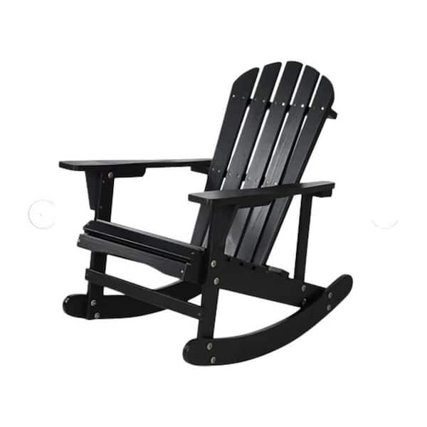 maocao hoom Adirondack Chair Solid Wood Outdoor Patio Furniture in Black