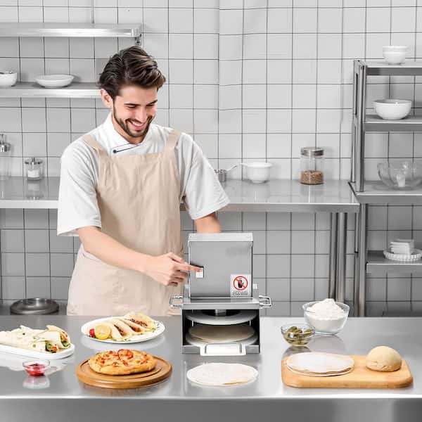 Electric Pizza Dough Press Machine 6 in. Pizza Pastry Press Plate Stainless Steel Bread Presser with Parchment Paper