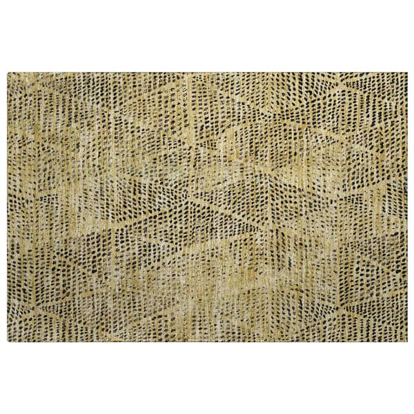 Dream Shag Premium Machine Washable Abstract ADS591 Gold 2 ft. x 3 ft. Accent Rug