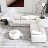 J&E Home 120 in. Square Arm Linen Deep Seat L Shaped 5-Piece Sectional Sofa in White with Removable Covers for Living Room JE-C121WE-Z