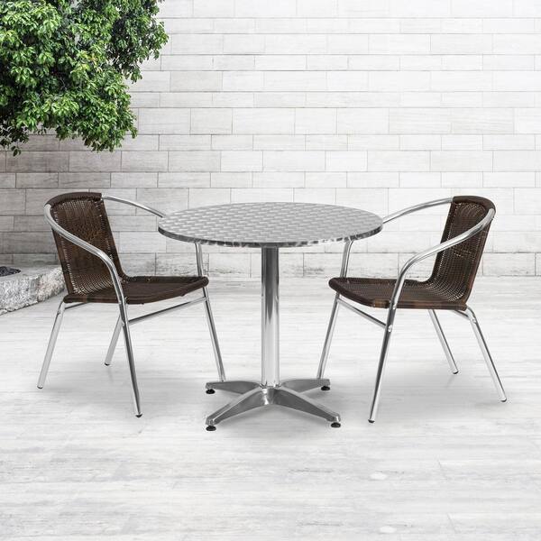 grey metal bistro table