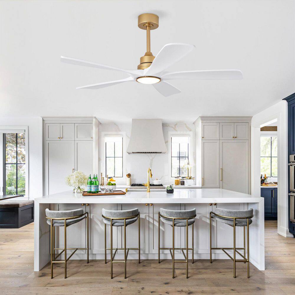 52 in. Indoor Integrated LED Modern Simple Gold Ceiling Fan Lighting with 5 Solid Wood Blades price history on PriceWatchPro