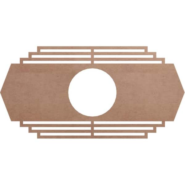 Ekena Millwork 28 in. x 14 in. x 1/4 in. Chrysler Wood Fretwork Pierced Ceiling Medallion, Wood (Paint Grade)