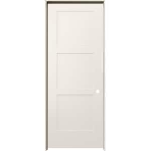 30 in. x 80 in. 3 Panel Birkdale Primed Left-Hand Smooth Hollow Core Molded Composite Single Prehung Interior Door