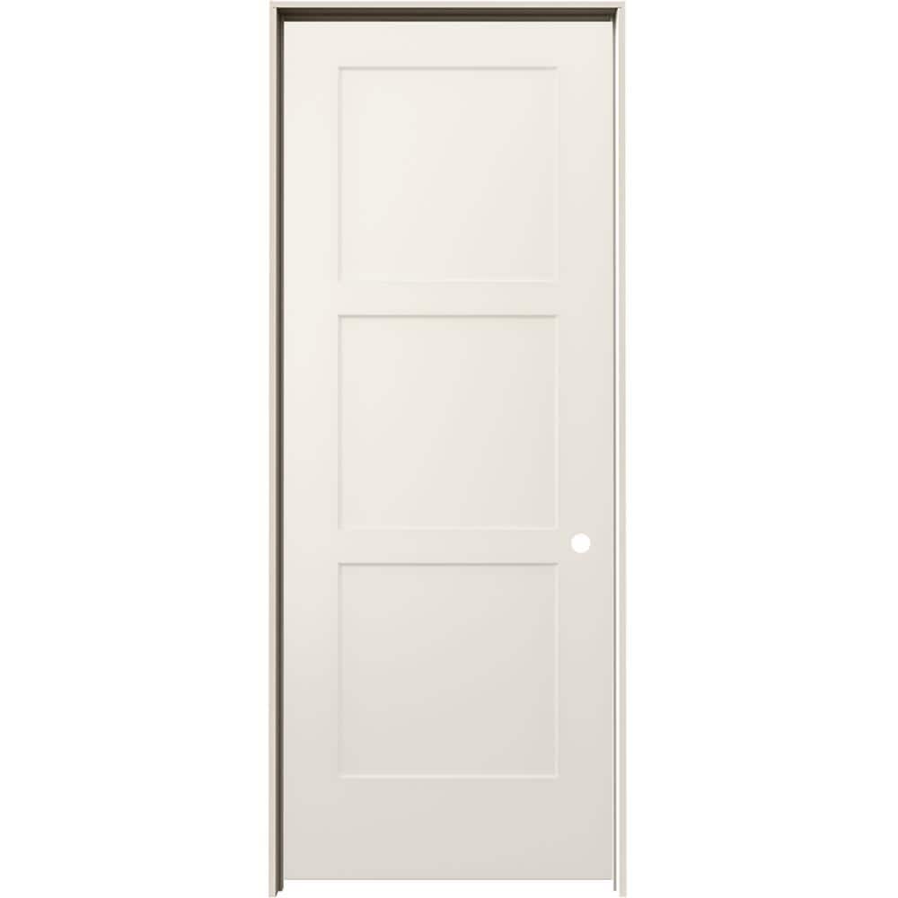32 in. x 80 in. 3 Panel Birkdale Primed Left-Hand Smooth Solid Core Molded Composite Single Prehung Interior Door price history on PriceWatchPro