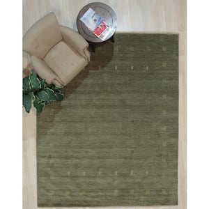 8 ft. x 10 ft. Green Elegant and Stylish Hand-Knotted Wool Contemporary Transitional Lori Baft Rectangle Area Rugs