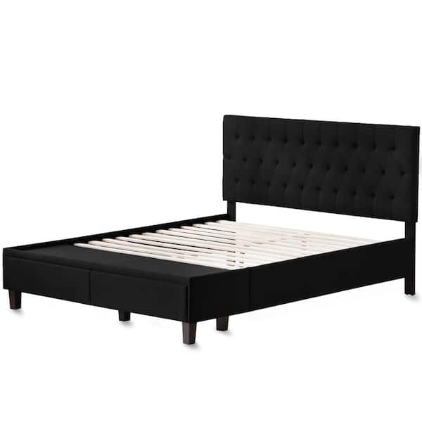 Anna upholstered store bed with drawers