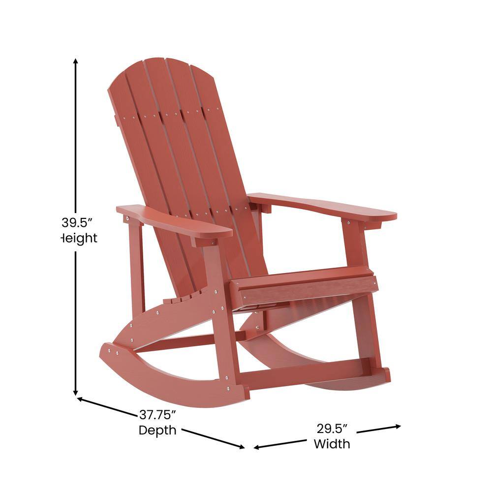 Red Polystyrene Adirondack Rocking Chair with Arms