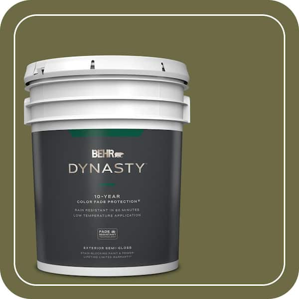 BEHR DYNASTY 5 gal. Home Decorators Collection #HDC-CL-20 Portsmouth Olive Semi-Gloss Exterior Stain-Blocking Paint & Primer