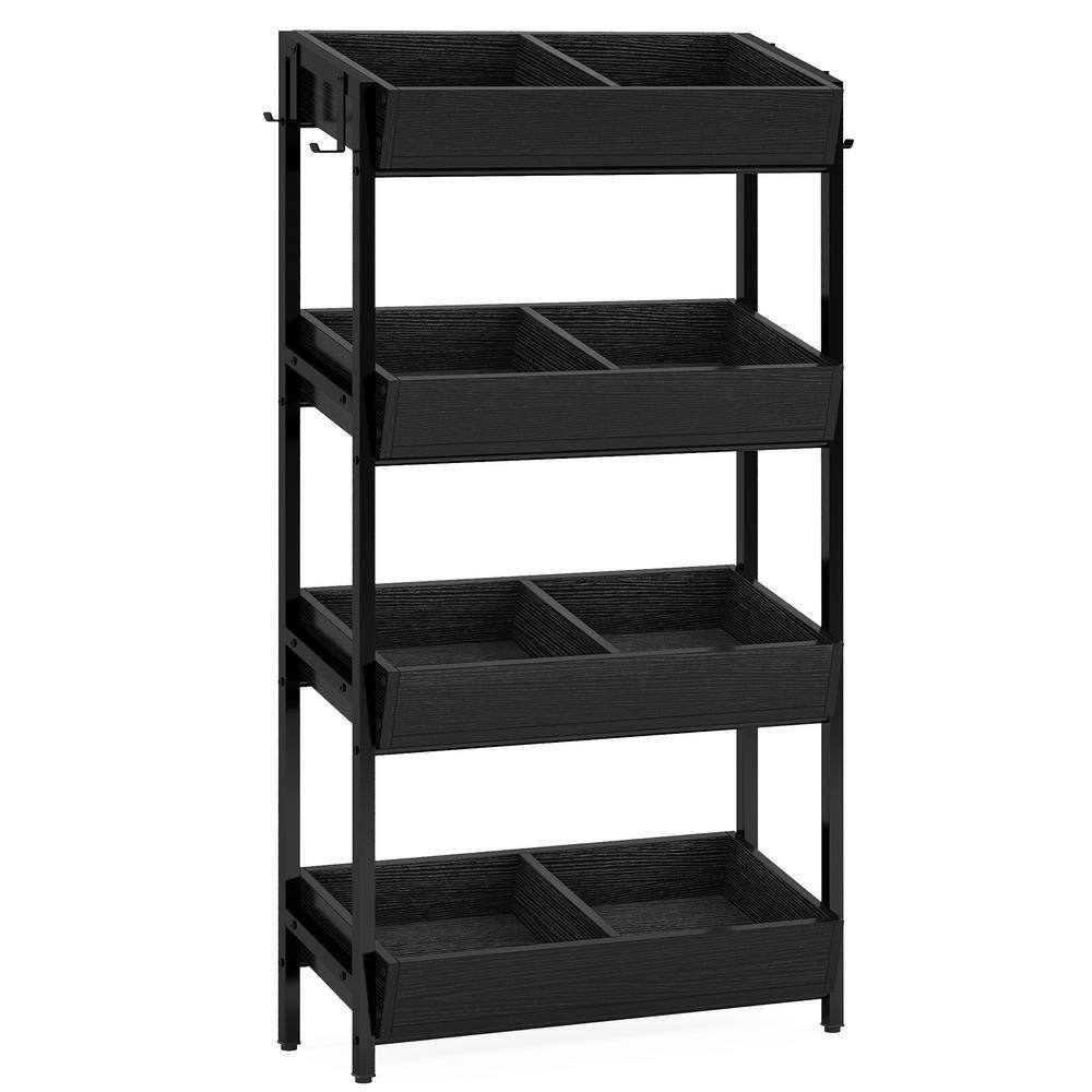 Eulas Black 29.13 in. 4-Tier Display Cabinet Basket, Retail Rack Stand, Snack Candy Rack Organizer with Metal Frame