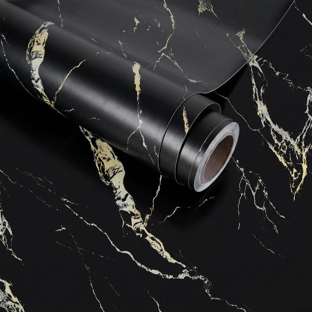Matte Contact Paper TUKTUK Black Marble Peel & Stick Wallpaper Vinyl Waterproof Self ...