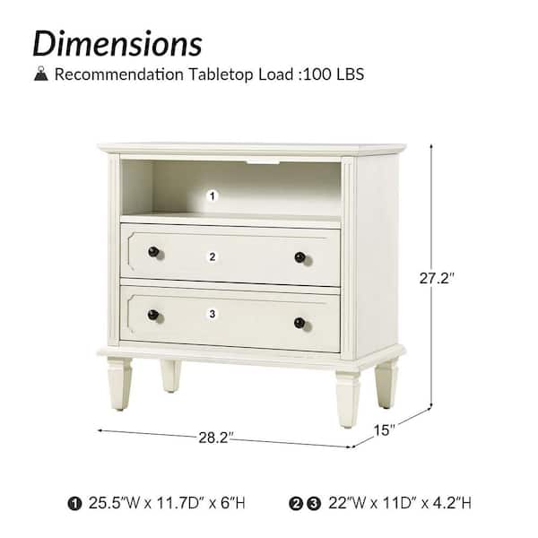 JAYDEN CREATION Juiien Traditional Farmhouse Solid Wood 2 Drawers