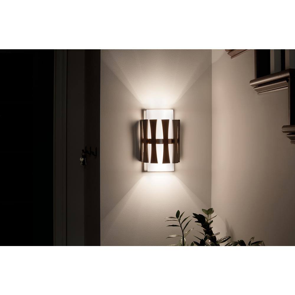 Auburn Stained Wood and Clear Glass Wall Sconce