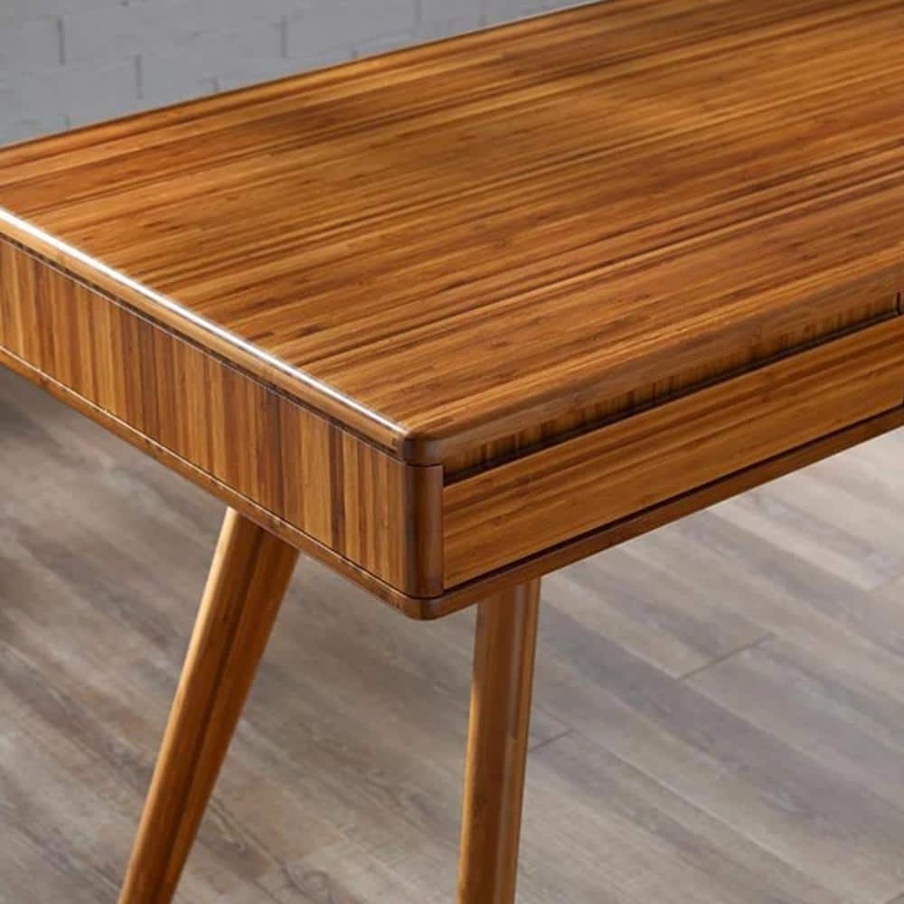 Amber Bamboo 60" Writing Desk with Splayed Legs and Drawers