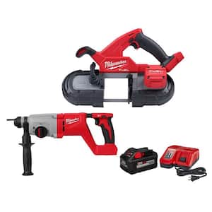 M18 FUEL 18V Lithium-Ion Brushless Cordless Compact Bandsaw w/1 in. SDS Plus Rotary Hammer & 8.0ah Starter Kit