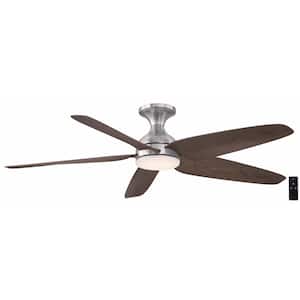 Ceva 54 in. Indoor/Outdoor Brushed Nickel with Hickory Blades Ceiling Fan with Adjustable White with Remote Included
