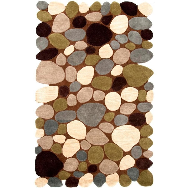 nuLOOM Wool Pebbles Brown 5 ft. x 8 ft. Area Rug