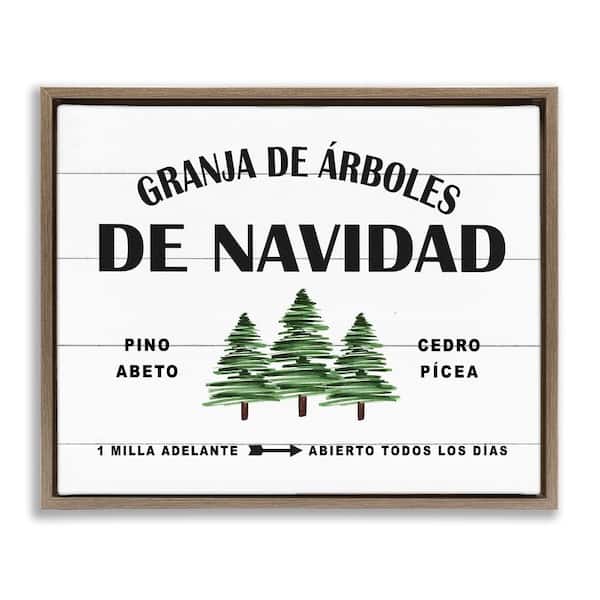 Stupell Industries Christmas Tree Farm by Lettered and Lined Brown Floater Frame Abstract Graphic Art Print 17 in. x 21 in.