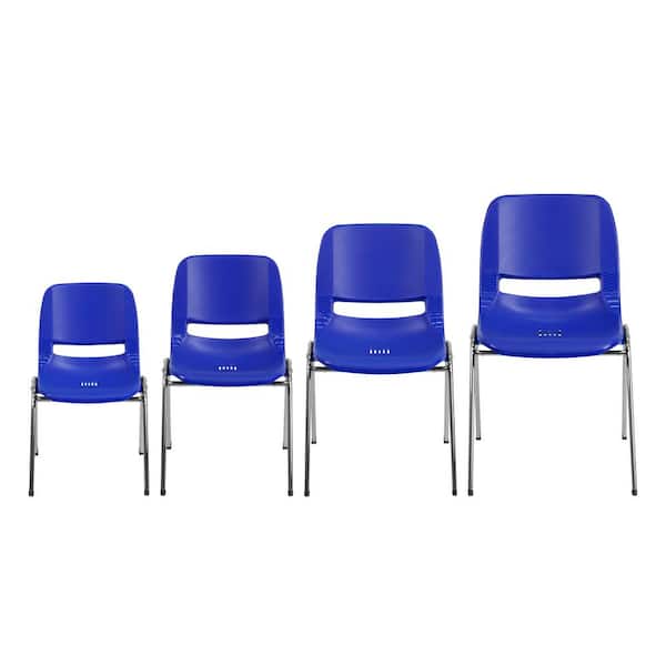 Heavy Duty Blue Ergonomic Shell Stackable School Chair with 18'' Seat Height 