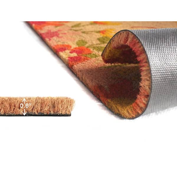 Hello Cursive Flowers Multi 30in. x 18in. Door Mat