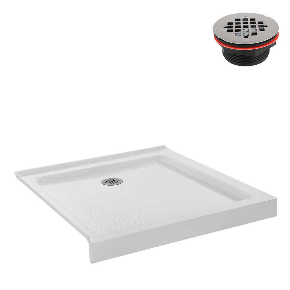 36'' White Acrylic Square Shower Base with Right Drain