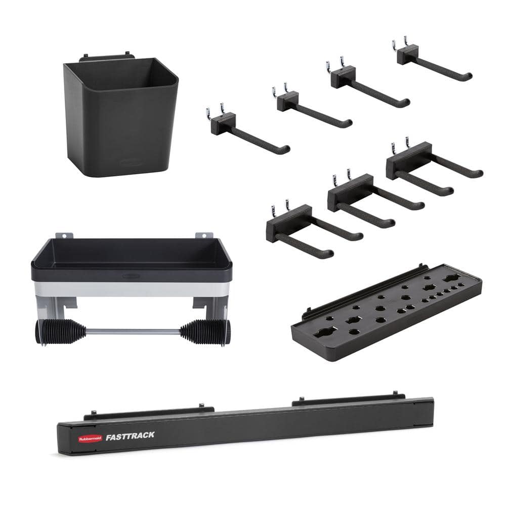 Rubbermaid Fast Track Slat Wall Accessory Bundle (9-Piece) 2058414 - The  Home Depot