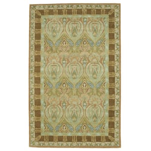 Green 8 ft. 9 in. x 11 ft. 9 in. Hand Tufted Wool Transitional Modern Weave Area Rug
