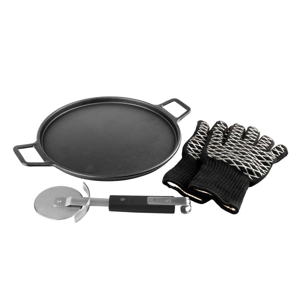  KAVSI Cast Iron Pan, Pizza Pan with Dual Handle, Baking Pan, Cast  Iron Skillets for Cooktop, Oven, BBQ-12 Inch Pizza Cooker with 7 Pcs  Accessories: Home & Kitchen