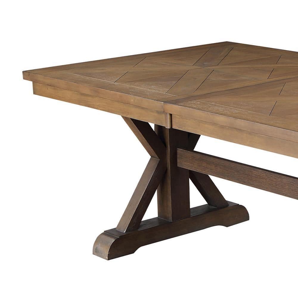 Pascaline 72-96" Extendable Rustic Brown and Oak Dining Table