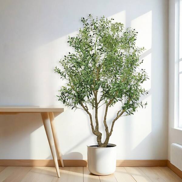 Miscool Avex 8 ft. Artificial Olive Tree in Pot with Natural Trunk