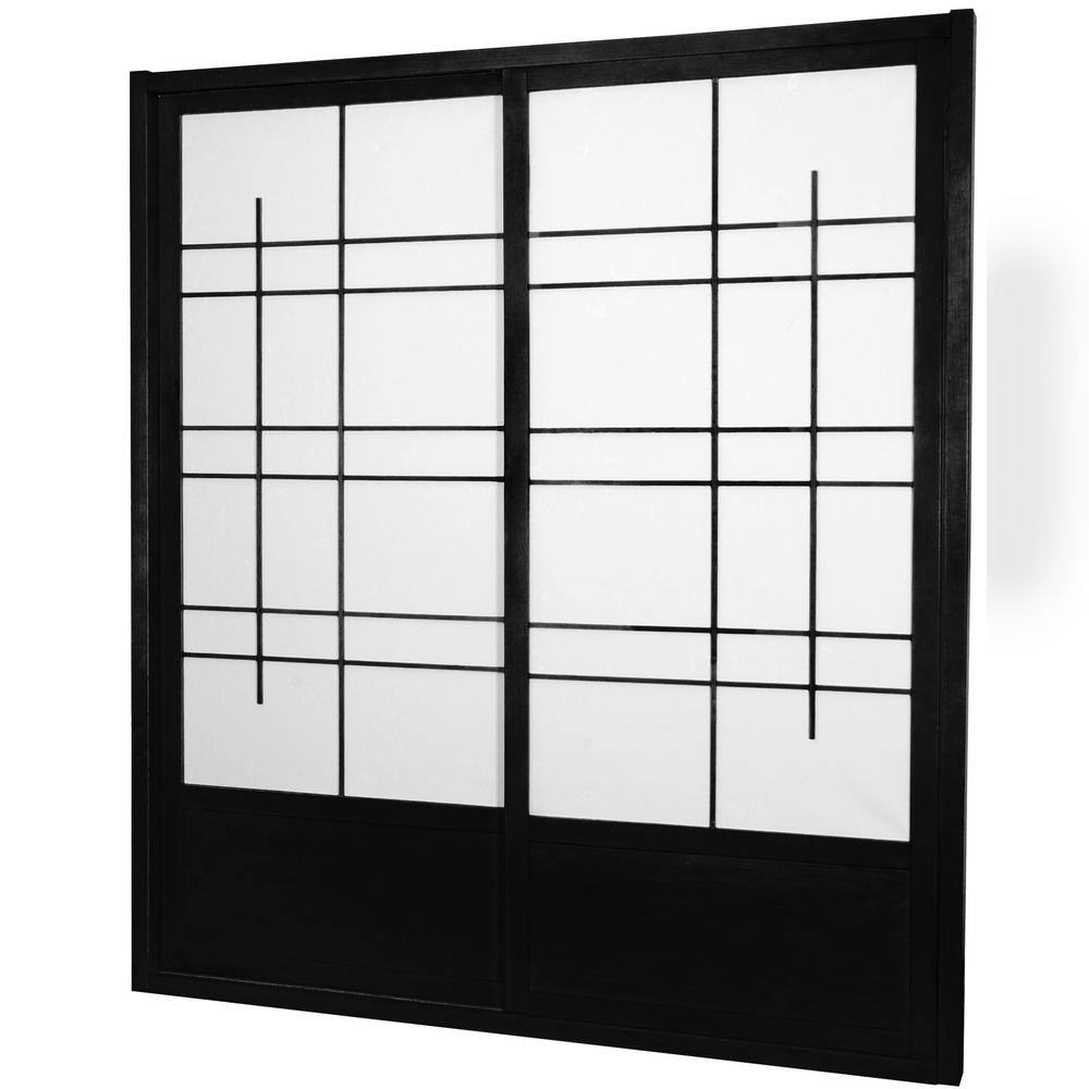 Oriental Furniture 7 ft. Black Eudes 0Panel Room Divider DOOREUDES