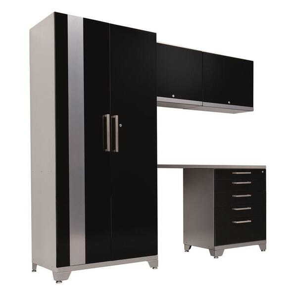 NewAge Products Performance Plus 83 in. H x 92 in. W x 24 in. D Steel Garage Storage Cabinet Set in Black (5-Piece)