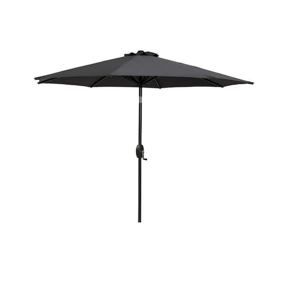 maocao hoom 9 ft. Aluminum Outdoor Market Patio Umbrella with Push Button Tilt and Crank in Gray