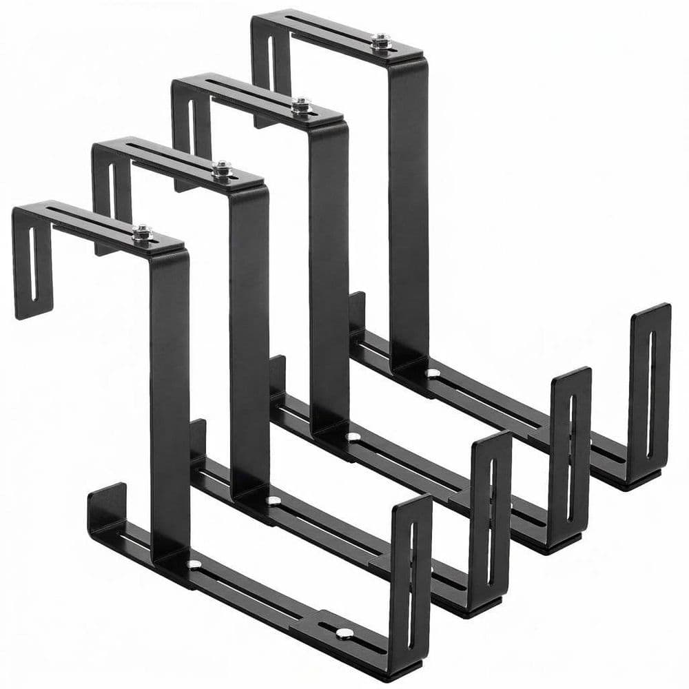 Metal Planter Box Brackets with Adjustable No Drill Heavy Duty Deck Railing Flower Pot Hangers 4-Pack price history on PriceWatchPro