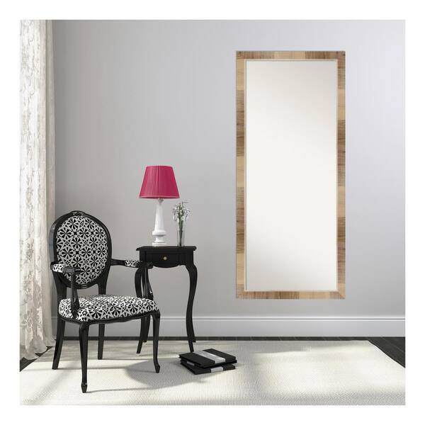 Amanti Art Oversized Whitewash Brown Wood Beveled Glass Mirror (64.25 in. H X 28.25 in. W)