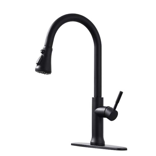 cadeninc 18.7 in. H Touch-On Single-Handle Pull Down Sprayer Kitchen Faucet in Matte Black w/2-Way Pull Out Sprayer, Matte Black