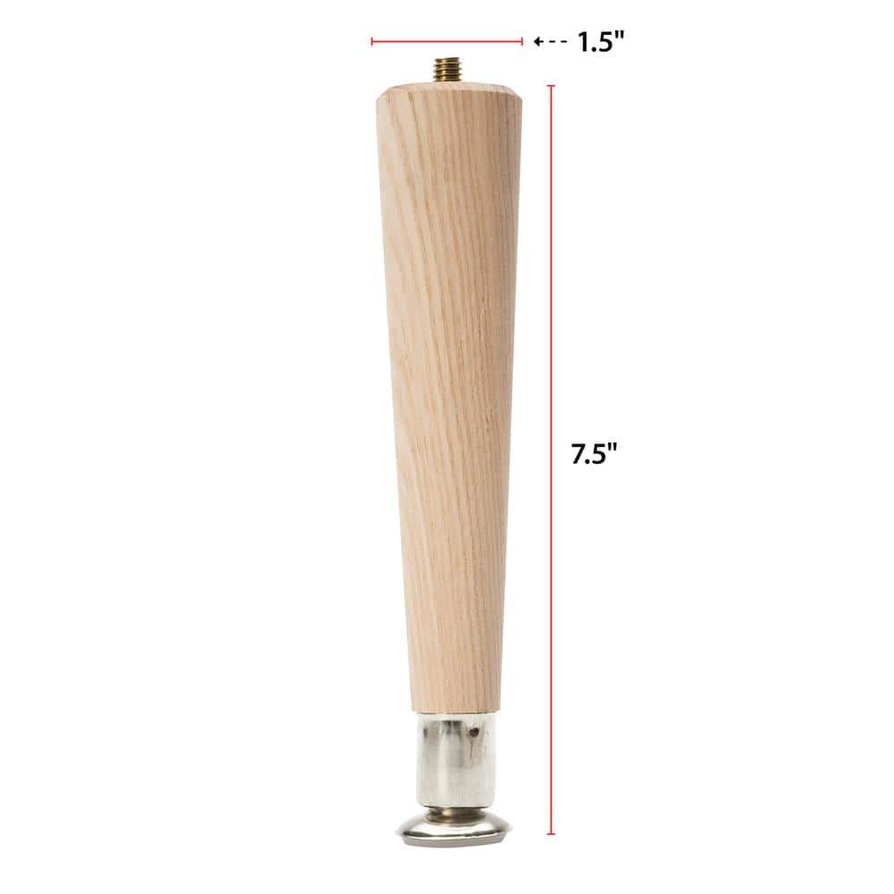 Natural Solid Hardwood 7.5" Round Tapered Table Leg