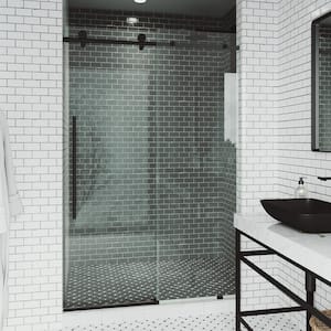 Elan E-Class 44 to 48 in. W x 76 in. H Sliding Frameless Shower Door in Matte Black with 3/8 in. (10mm) Clear Glass