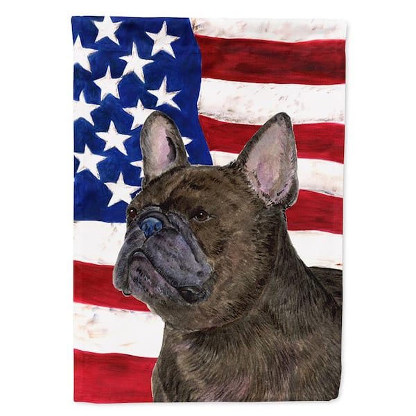 Caroline's Treasures 0.91 ft. x 1.29 ft. Polyester USA American 2-Sided 2-Ply Flag with French Bulldog Garden Flag