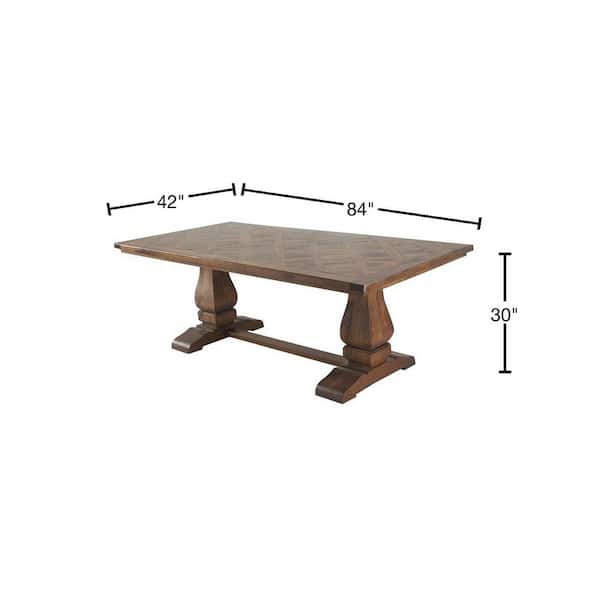 Brown Dining Table with Parquet Inlay