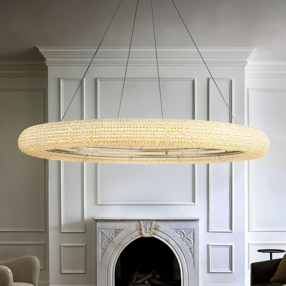 41 in. Modern Soft Gold Round LED Intergrated Crystal Chandelier Dimmable G